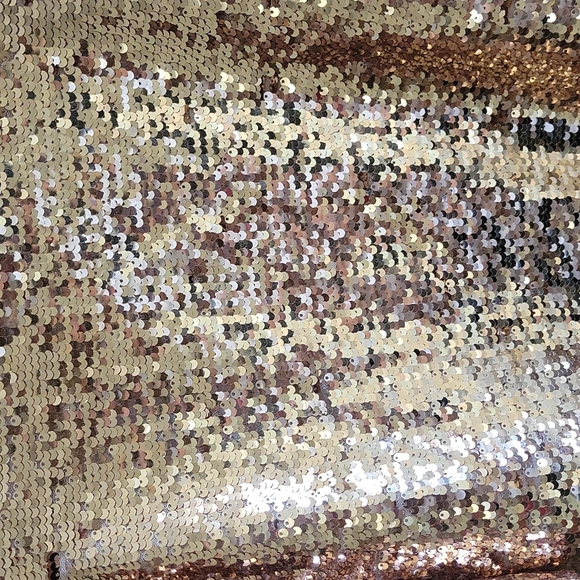 INC rose gold SUPER sequin cold shoulder short bell sleeve Medium top. - Picture 4 of 5